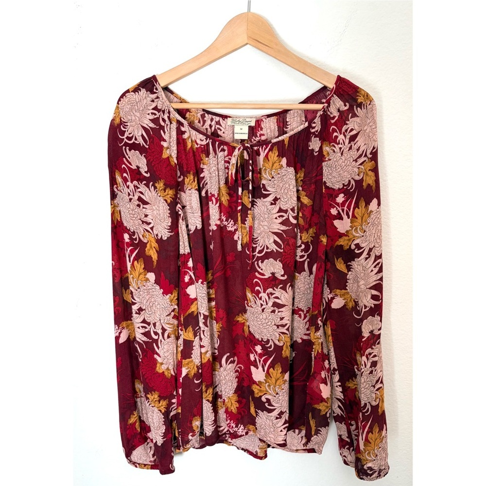 Lucky Brand Red and Pink Floral Blouse